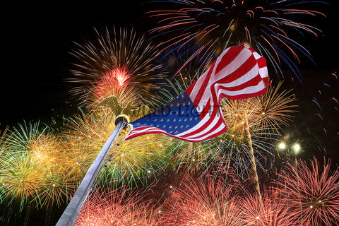 U.S. Flag and Fireworks! 18105 Home Decor Art Fireworks Photo