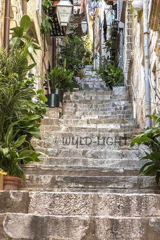 Endless Steps off of an Historic Street in Dubronik, Croatia